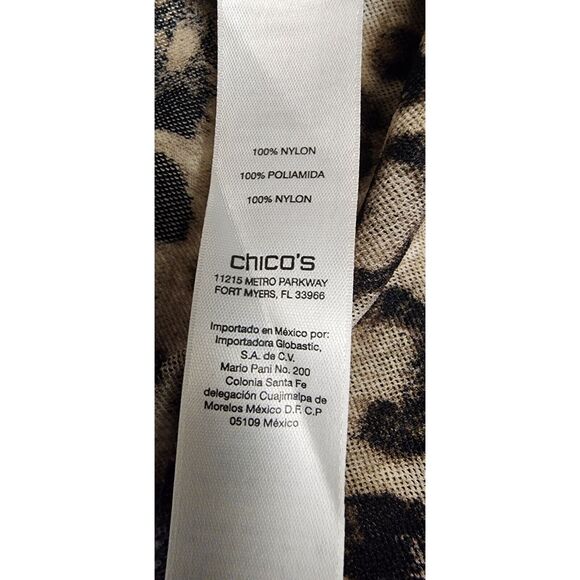 Chico's Leopard Animal Print 2 PC Sheer Tunic Blouse 3/4 Sleeve Color Brown L - Picture 9 of 12